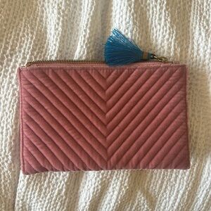Jcrew pink velvet clutch